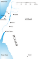 A map showing the locations of Midian and Kedar.